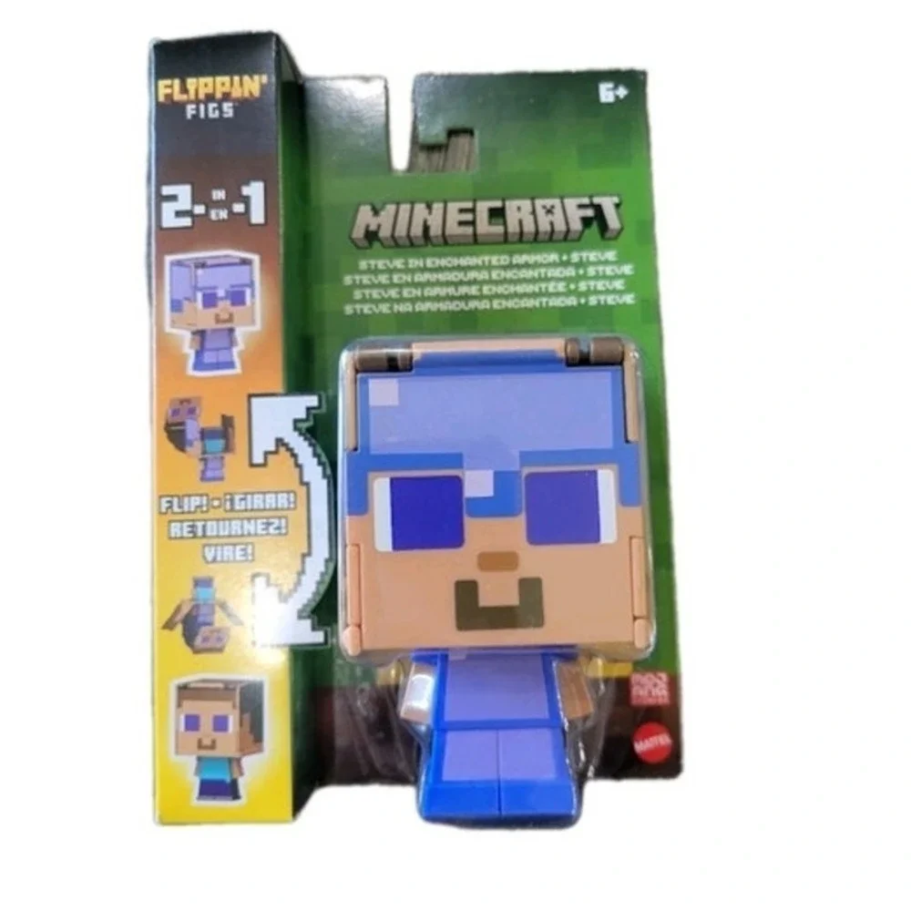 Minecraft Movie Flippin Figs Steve Enchanted Armor 2-in-1 Figure Mattel NEW